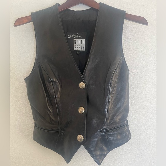 Michael hoban north beach leather vest size 3/4 - Picture 1 of 6
